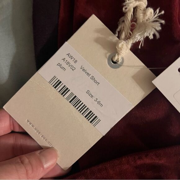 Noe & Zoe Plum Burgundy Velvet Shorts Size 3-6 Months NWT - Picture 3 of 5